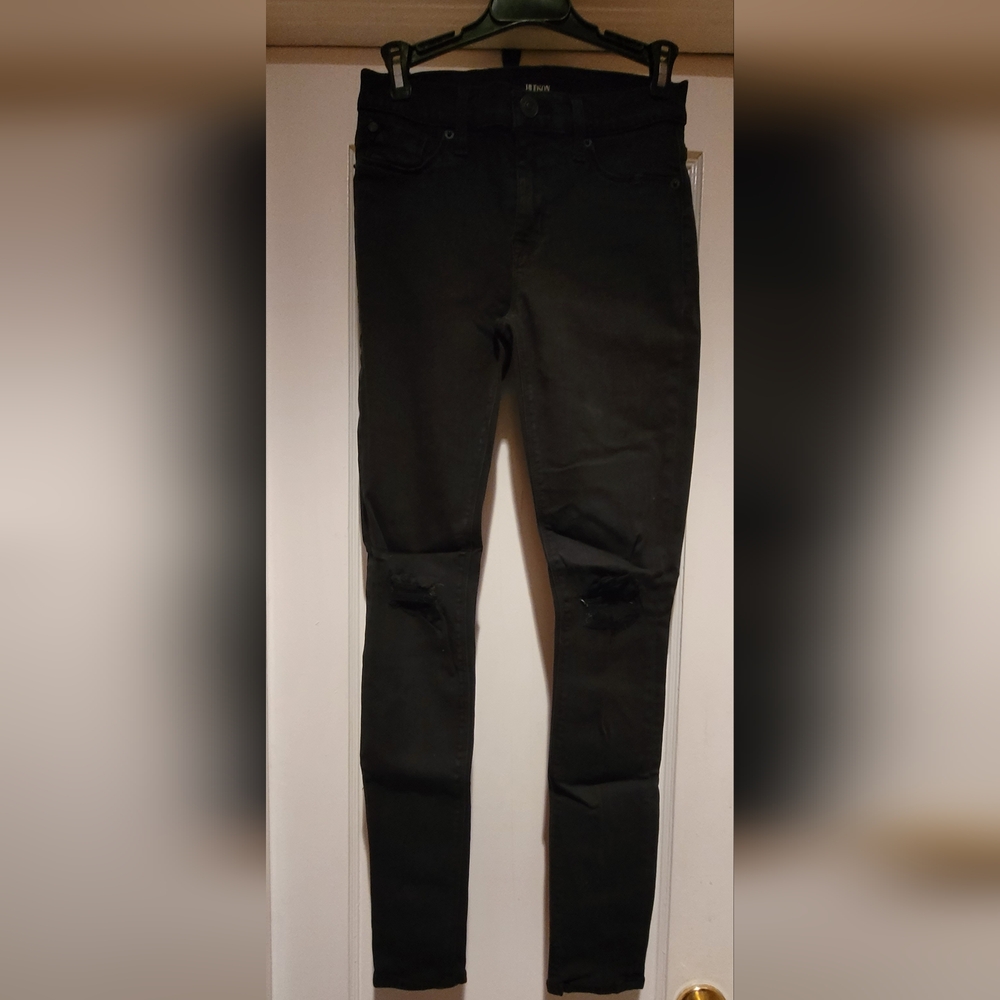 PRE-OWNED Women's Hudson Distressed SKINNY Black Jeans